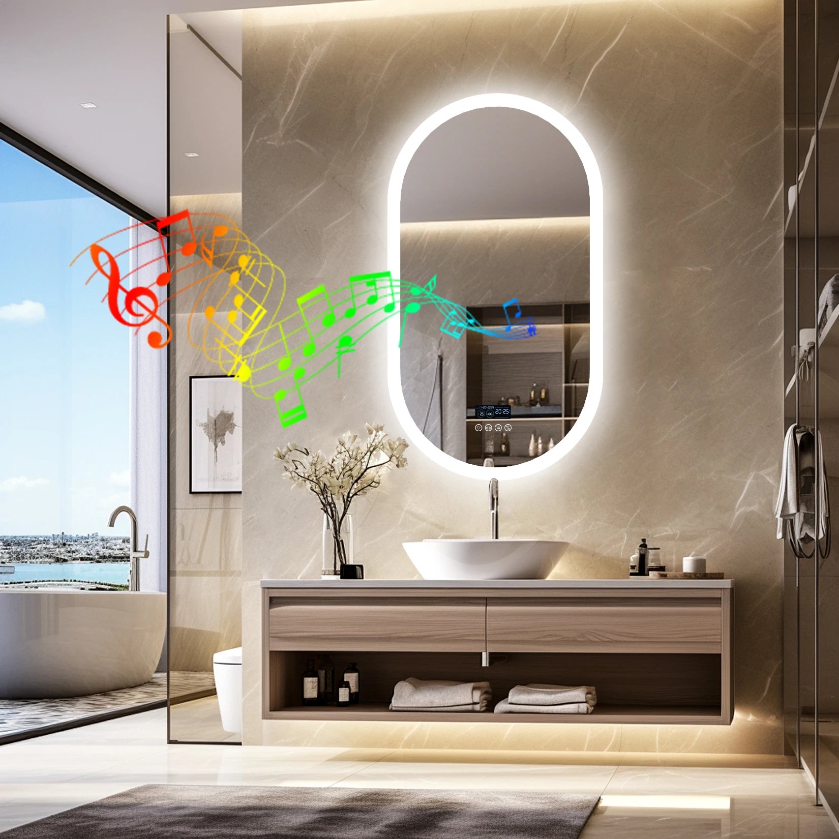 Lighted Bluetooth Bathroom Mirror Led Backlit