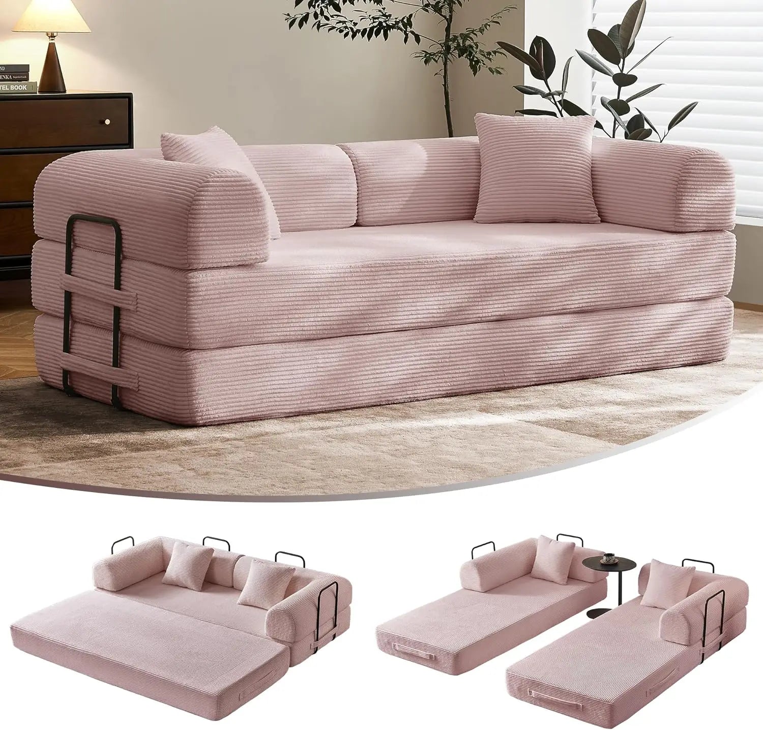 79" Convertible Sofa Bed Corduroy Material