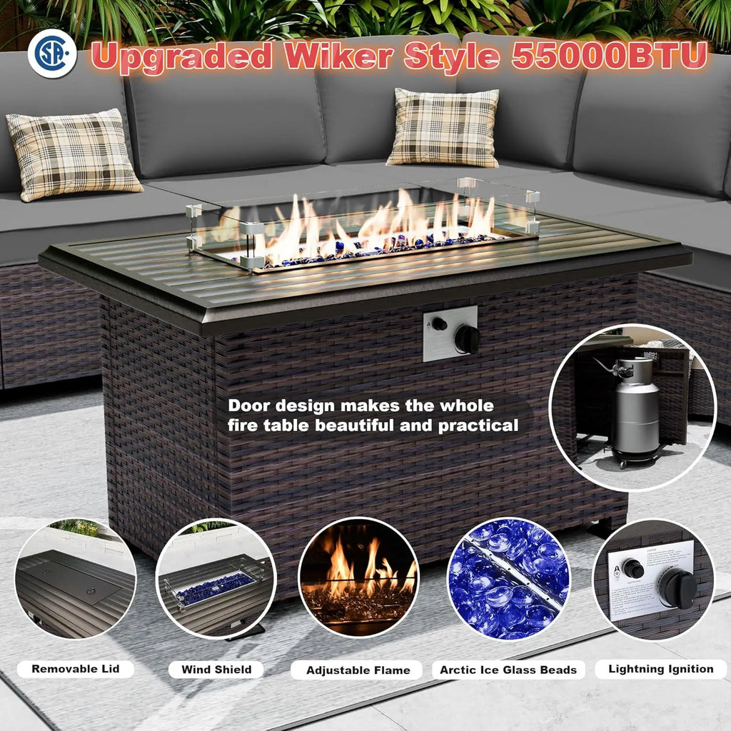 10 Pieces Patio Furniture Set with 2 Swivel Chairs