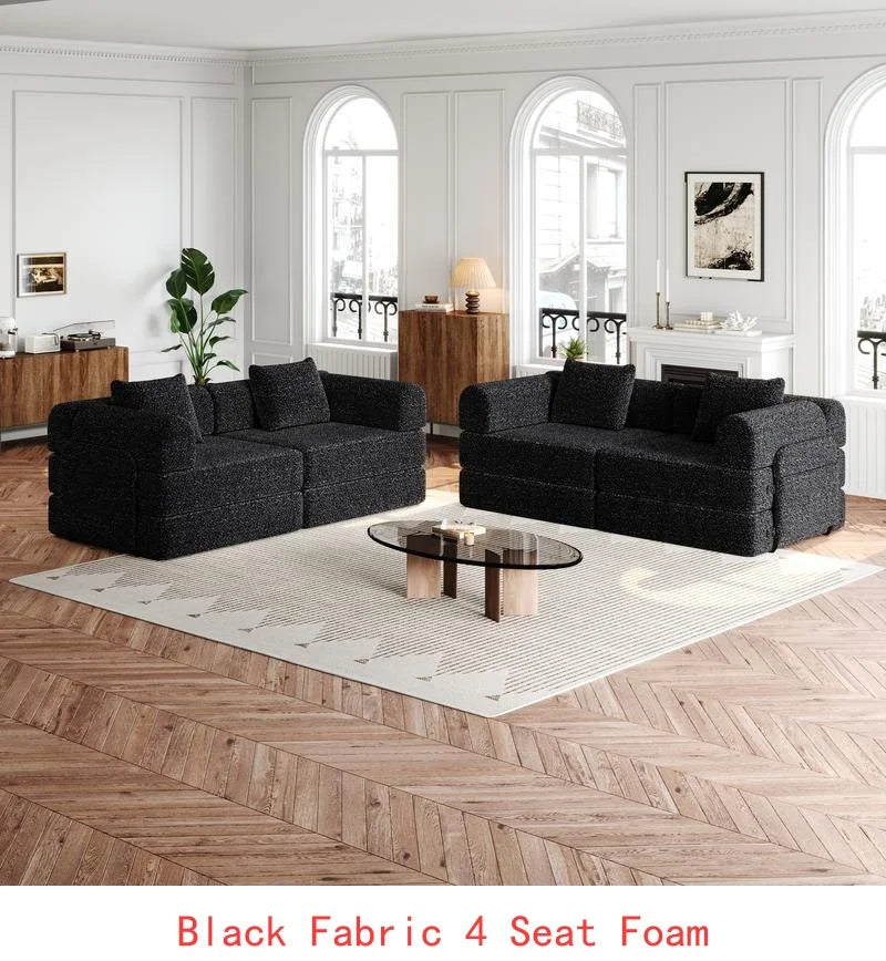 8-Seater Convertible Chenille Sofa Bed