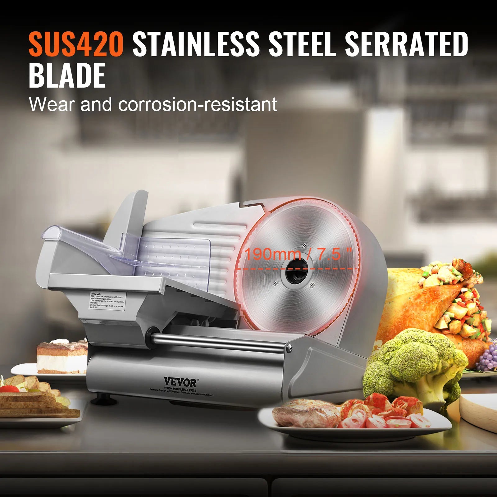 Electric Deli Food Slicer Adjustable Thickness