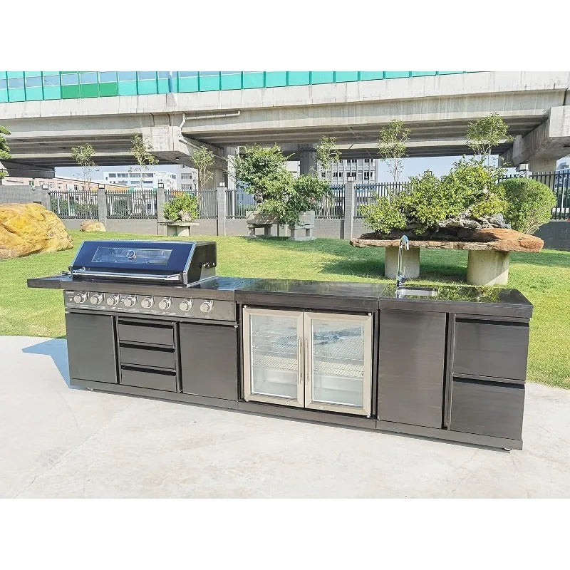 Outdoor Modular 3-Piece BBQ Island Kitchen,