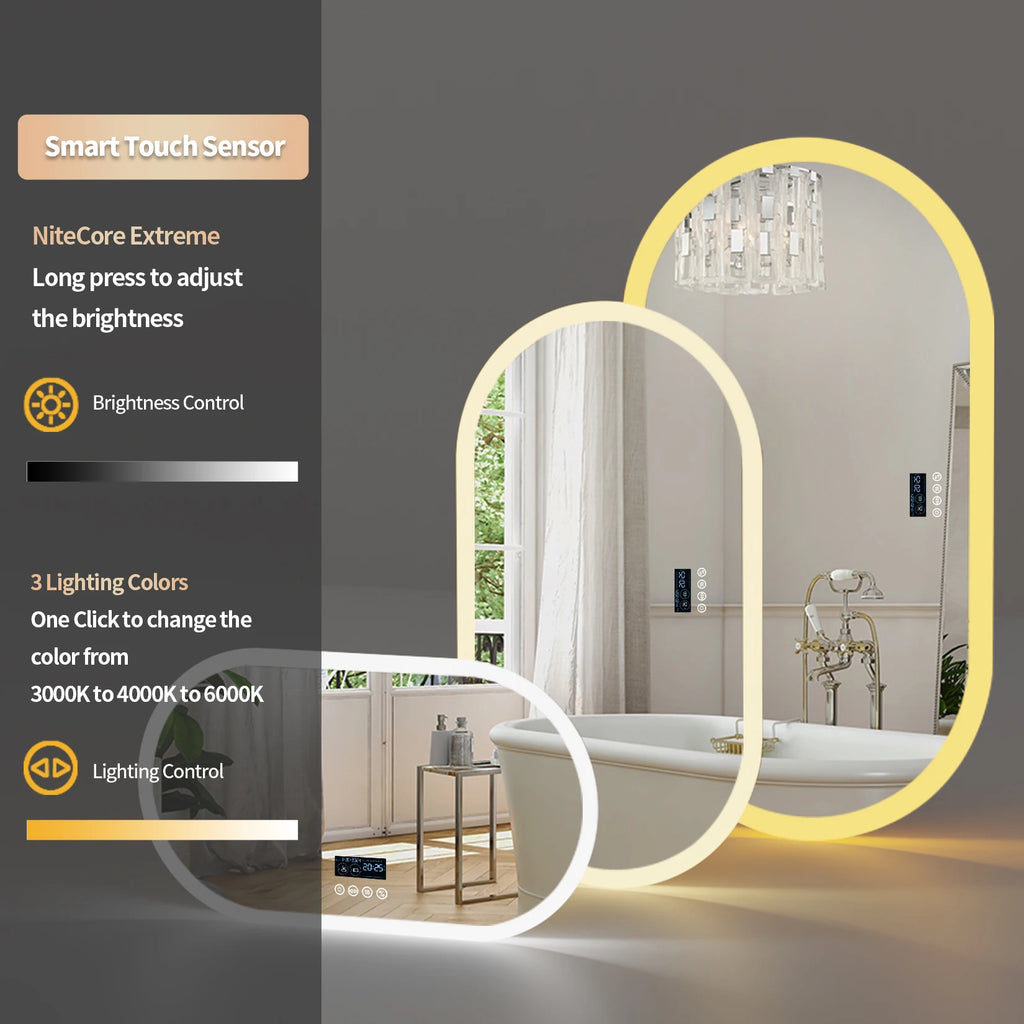 LED Bathroom Mirror, Wall-Mounted with Bluetooth Speaker
