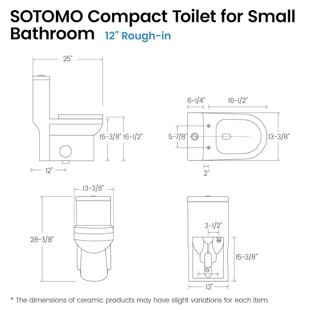 Compact One Piece Toilet for Bathroom, Space-Saving