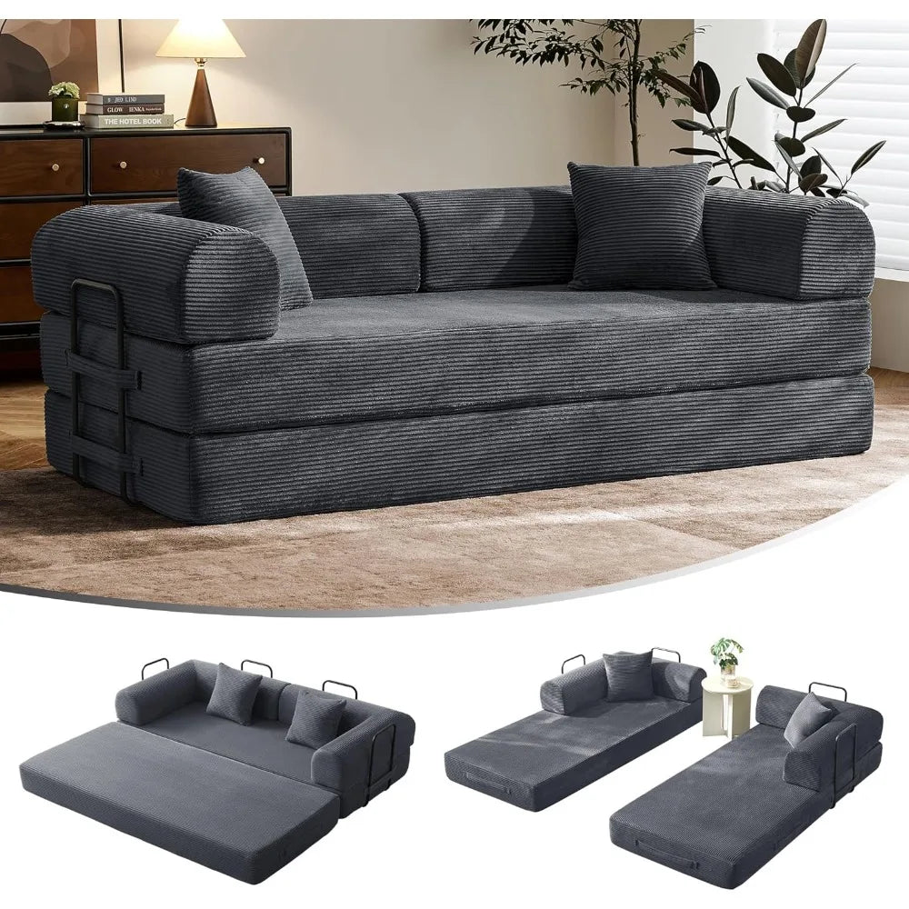 79" Convertible Sofa Bed Corduroy Material