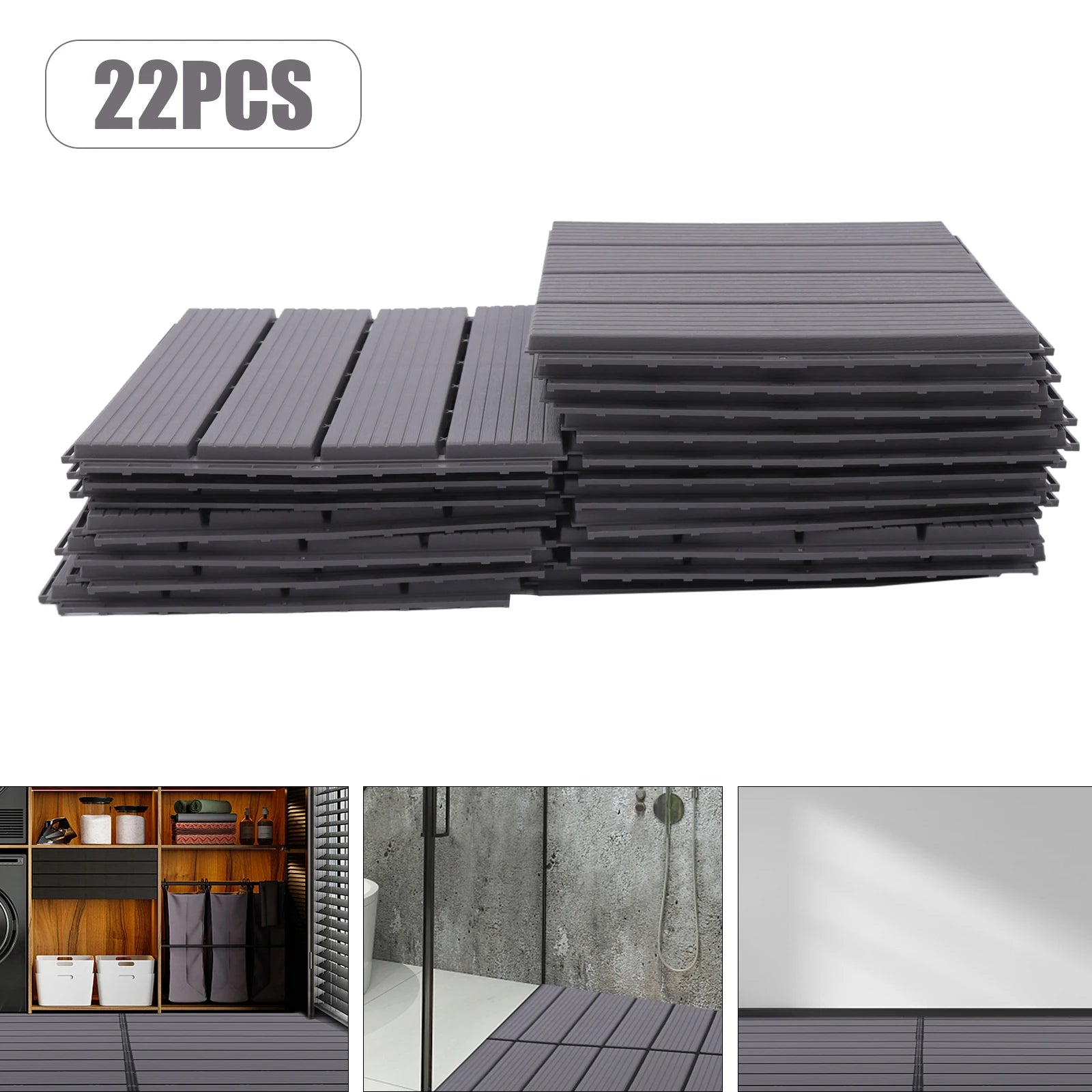 22 PCS Deck Tiles, 12”x12” Interlocking Decking Tiles