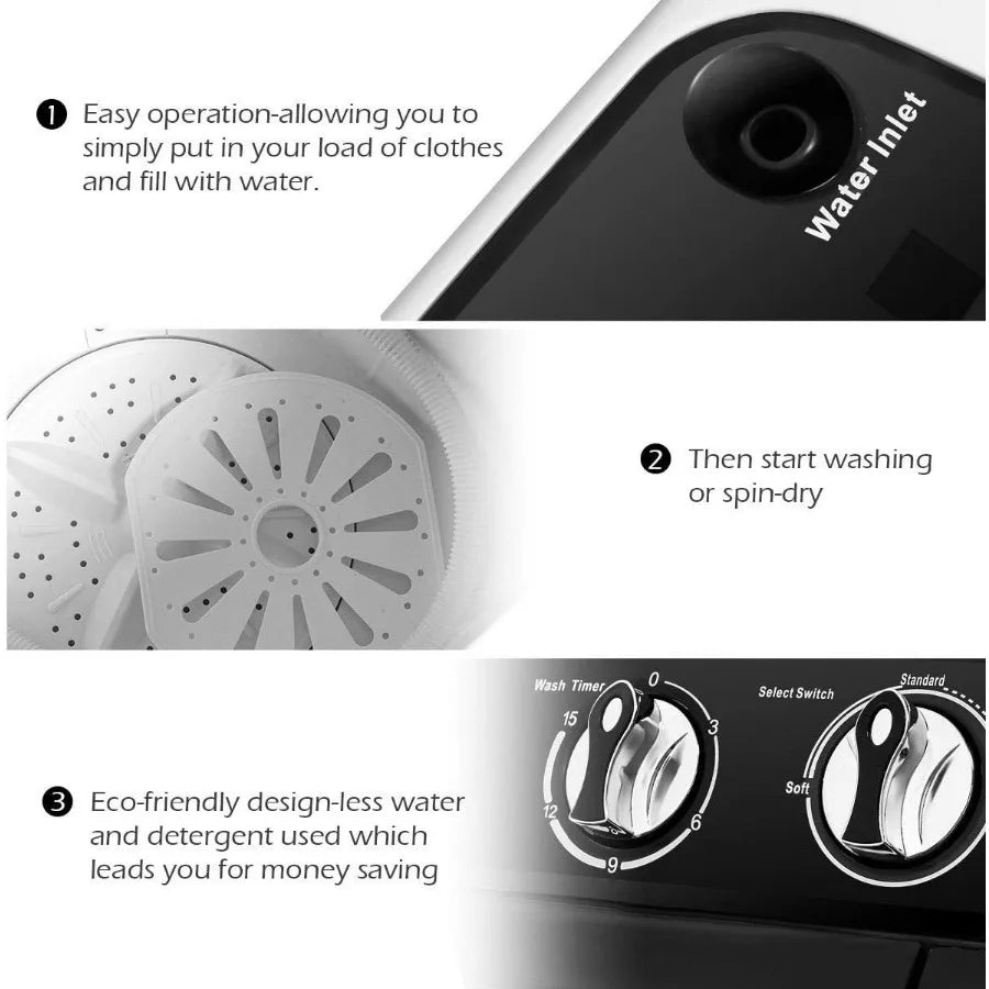 Portable Compact 13 Lbs Mini Twin Tub Washing Machine