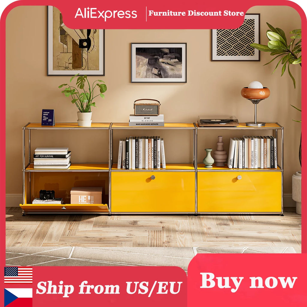 Storage Cabinet Stainless Metal Organizer TV Stand
