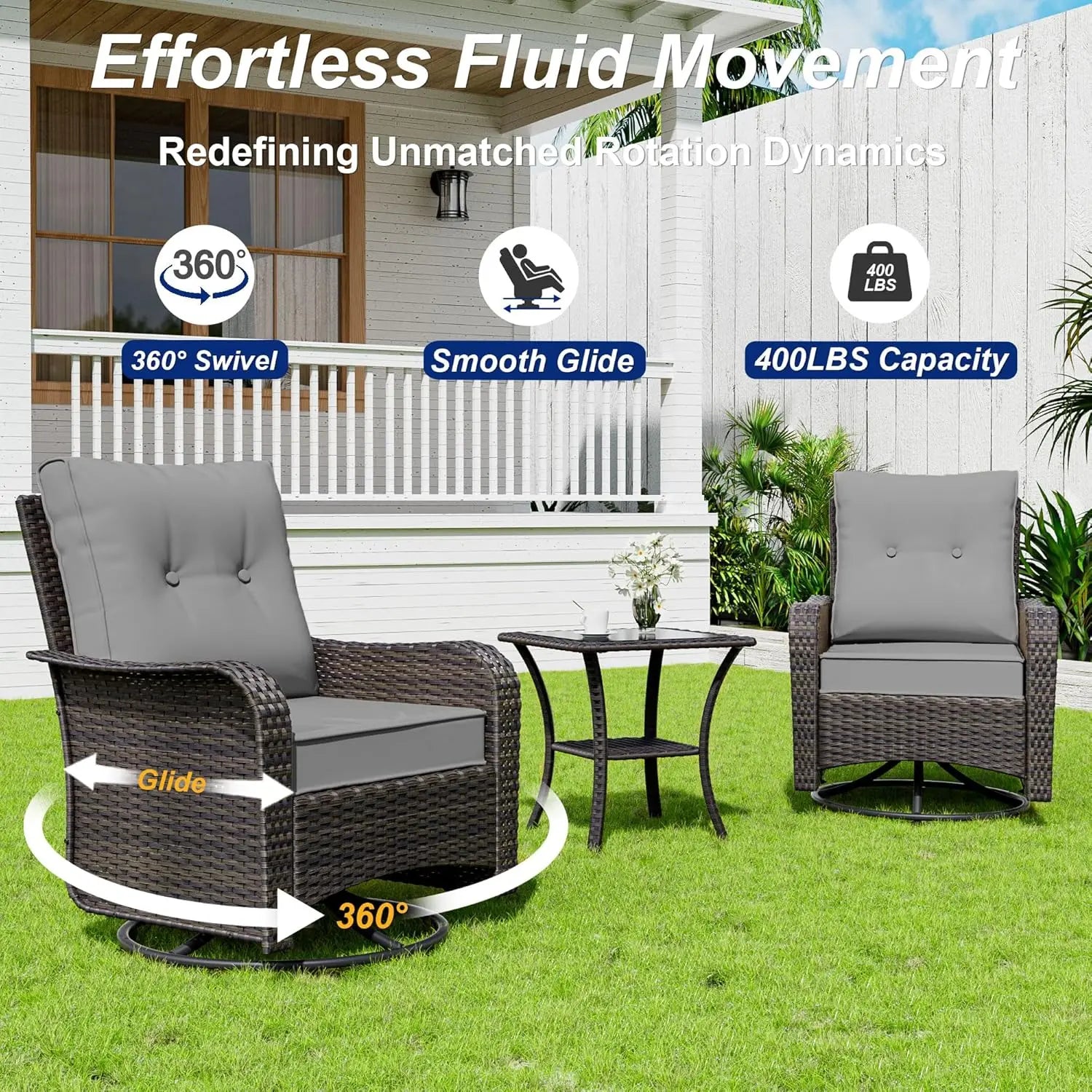 10 Pieces Patio Furniture Set with 2 Swivel Chairs