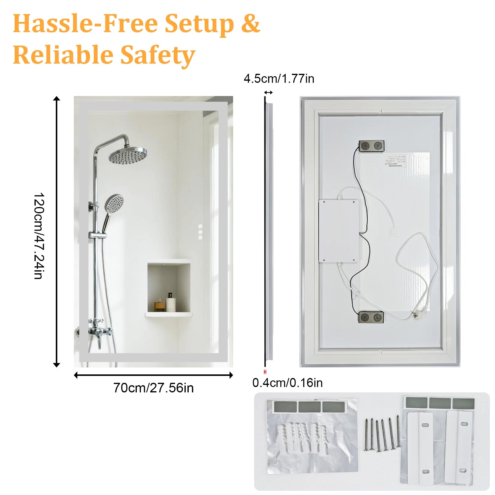 LED Bathroom mirror, Bluetooth, 3 Colors Dimmable,