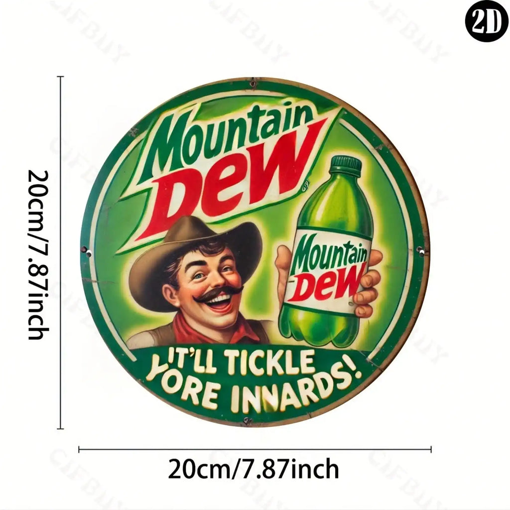 8x8" Vintage Mountain Dew Metal Sign,