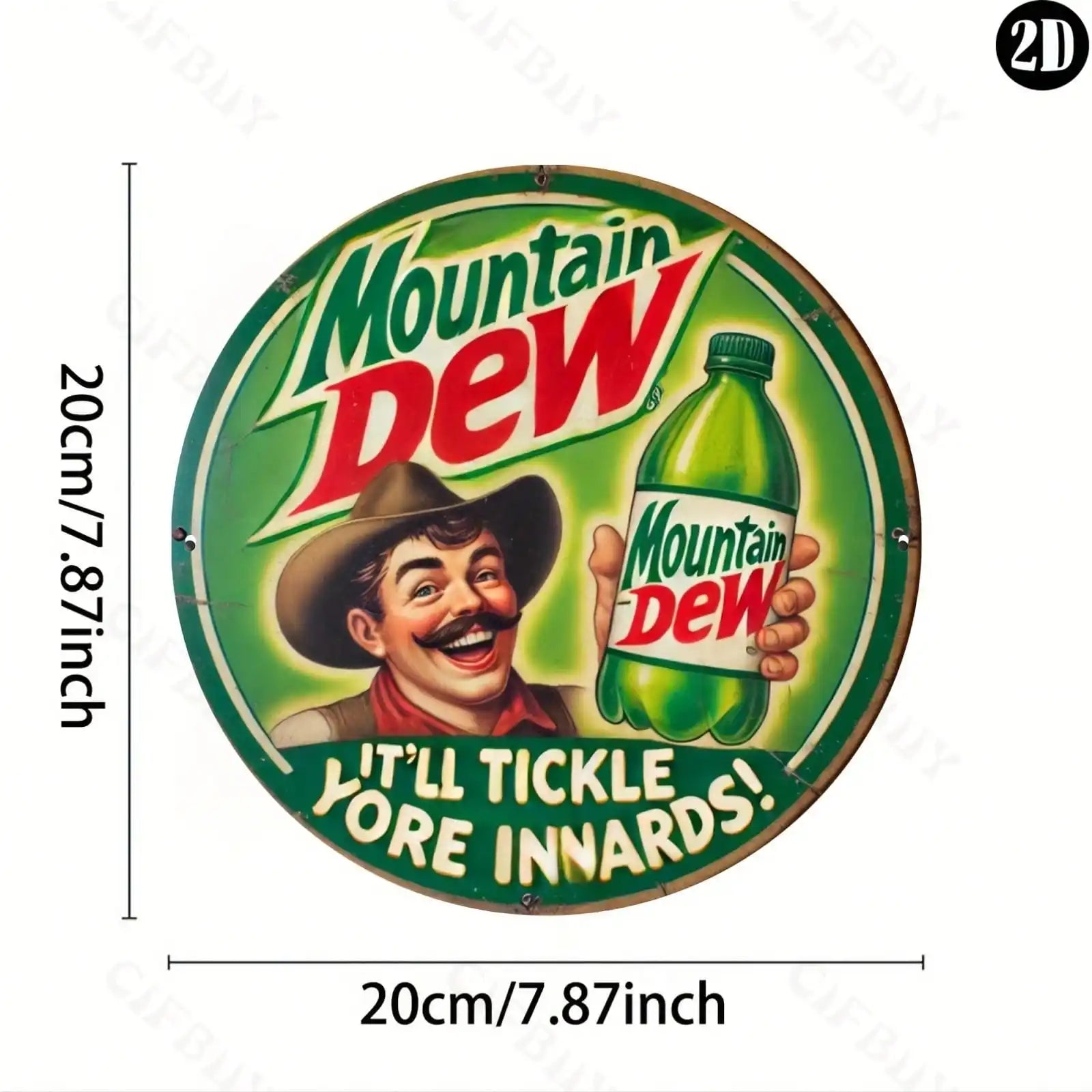8x8" Vintage Mountain Dew Metal Sign,