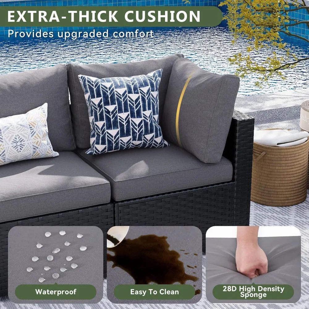 8 Piece Patio Furniture Set with 44” Fire Pit Table