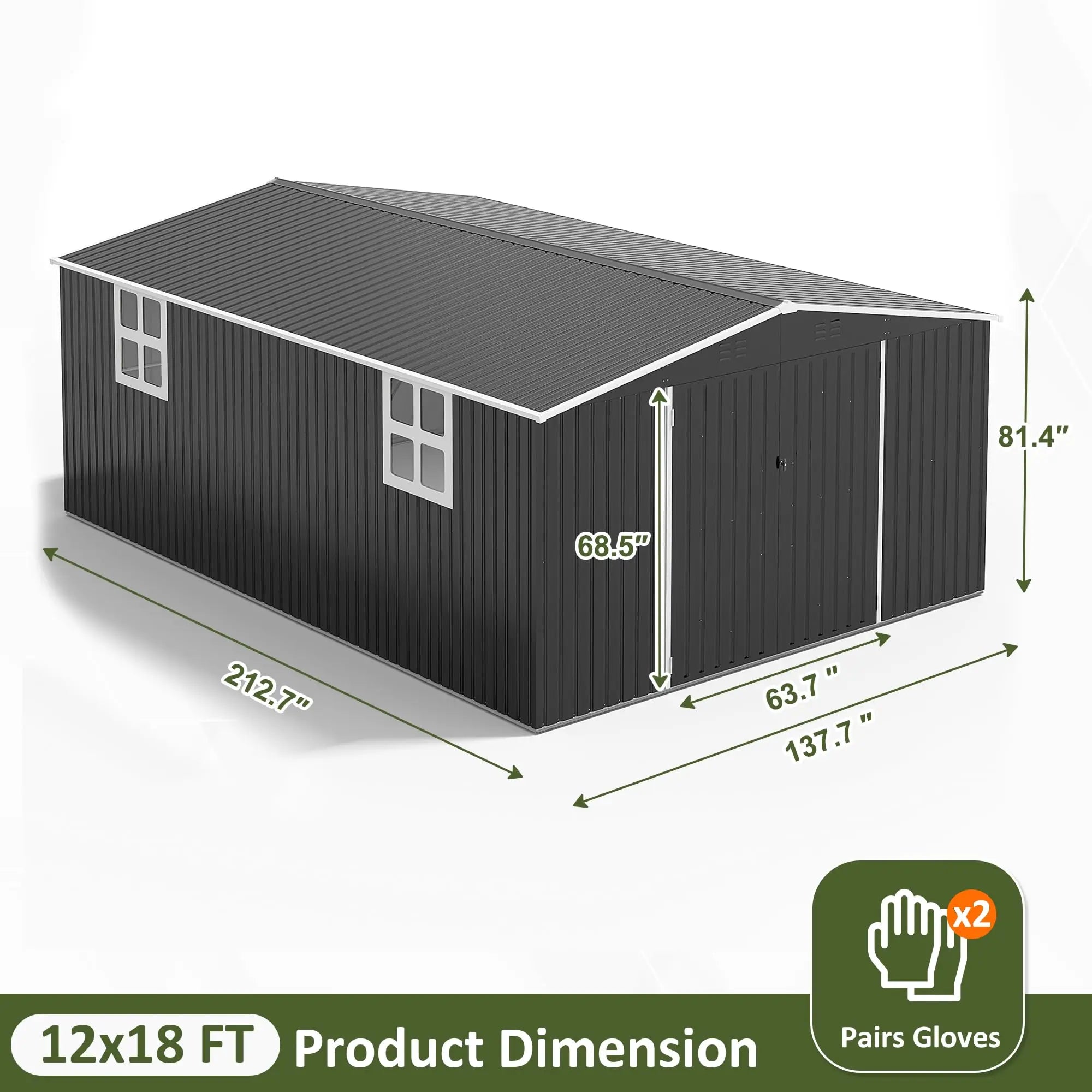 VIWAT 10x10~12x18FT Outdoor Metal Storage