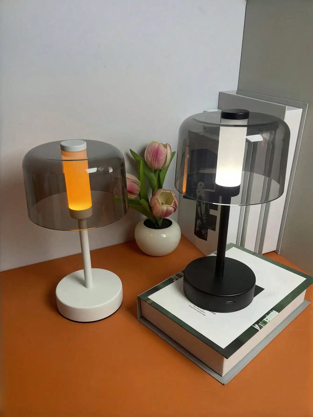 1PC Metal & Acrylic USB Rechargeable LED  3-Color Dimmable