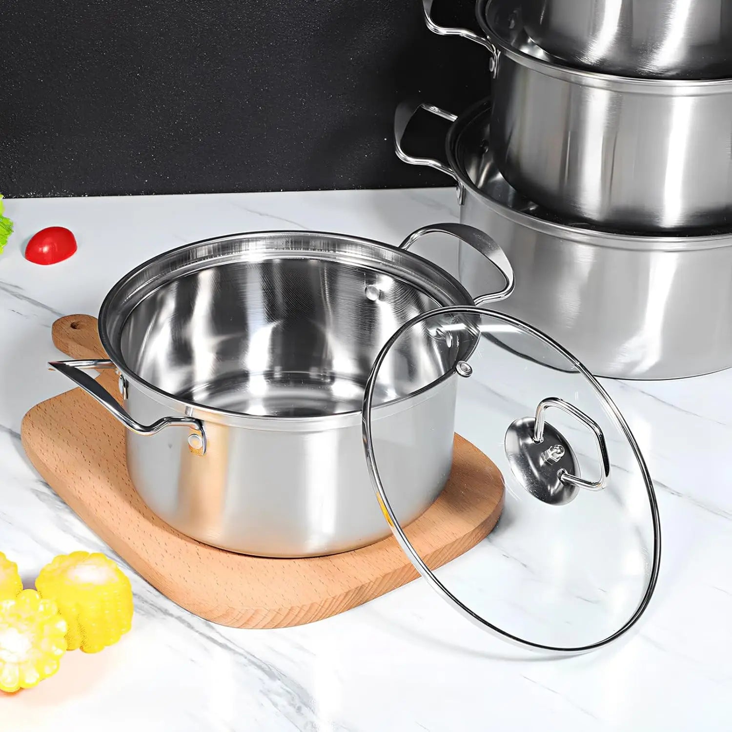 15-Piece Stainless Steel Cookware Set: Non-Stick