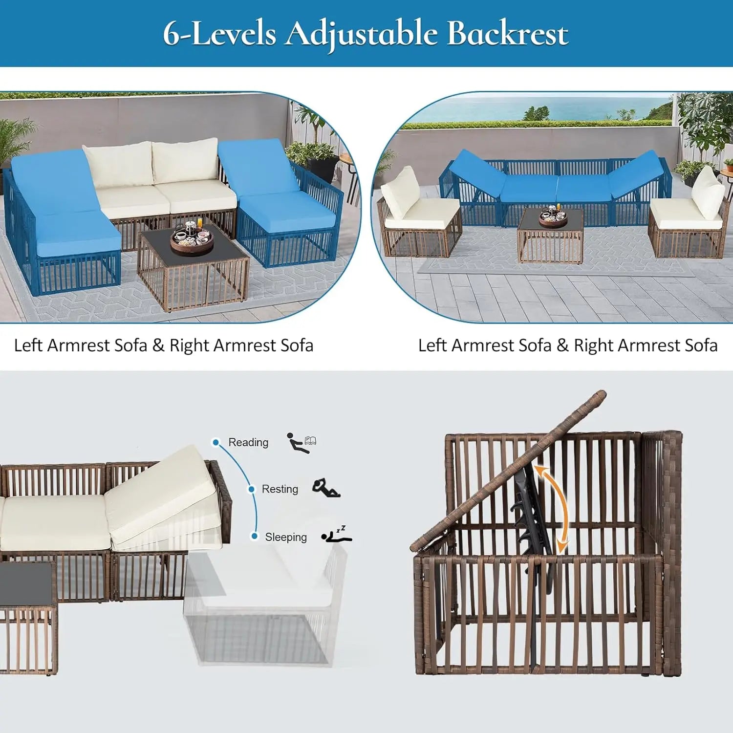 7 Pieces Outdoor Patio Furniture Set,