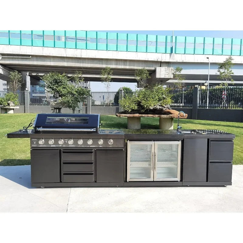 Outdoor Modular 3-Piece BBQ Island Kitchen,
