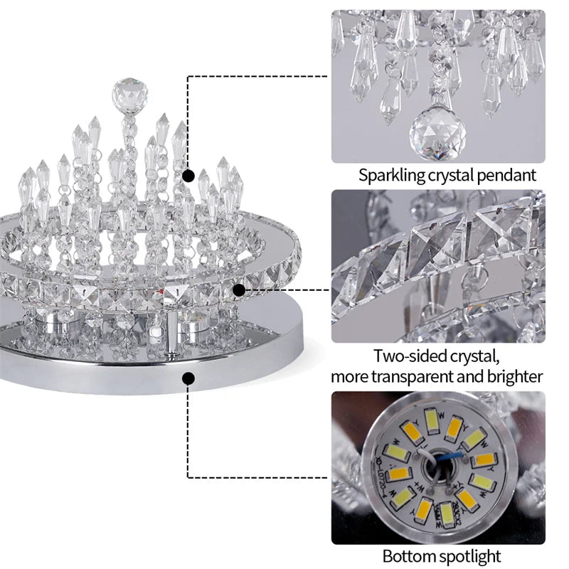 Crystal Ceiling Lamp Smart Led  Chandelier Remote Control