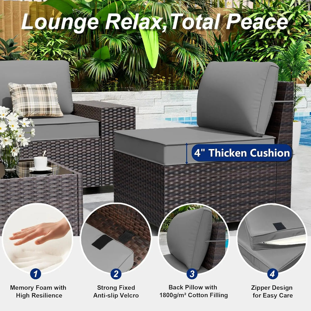 10 Pieces Patio Furniture Set with 2 Swivel Chairs