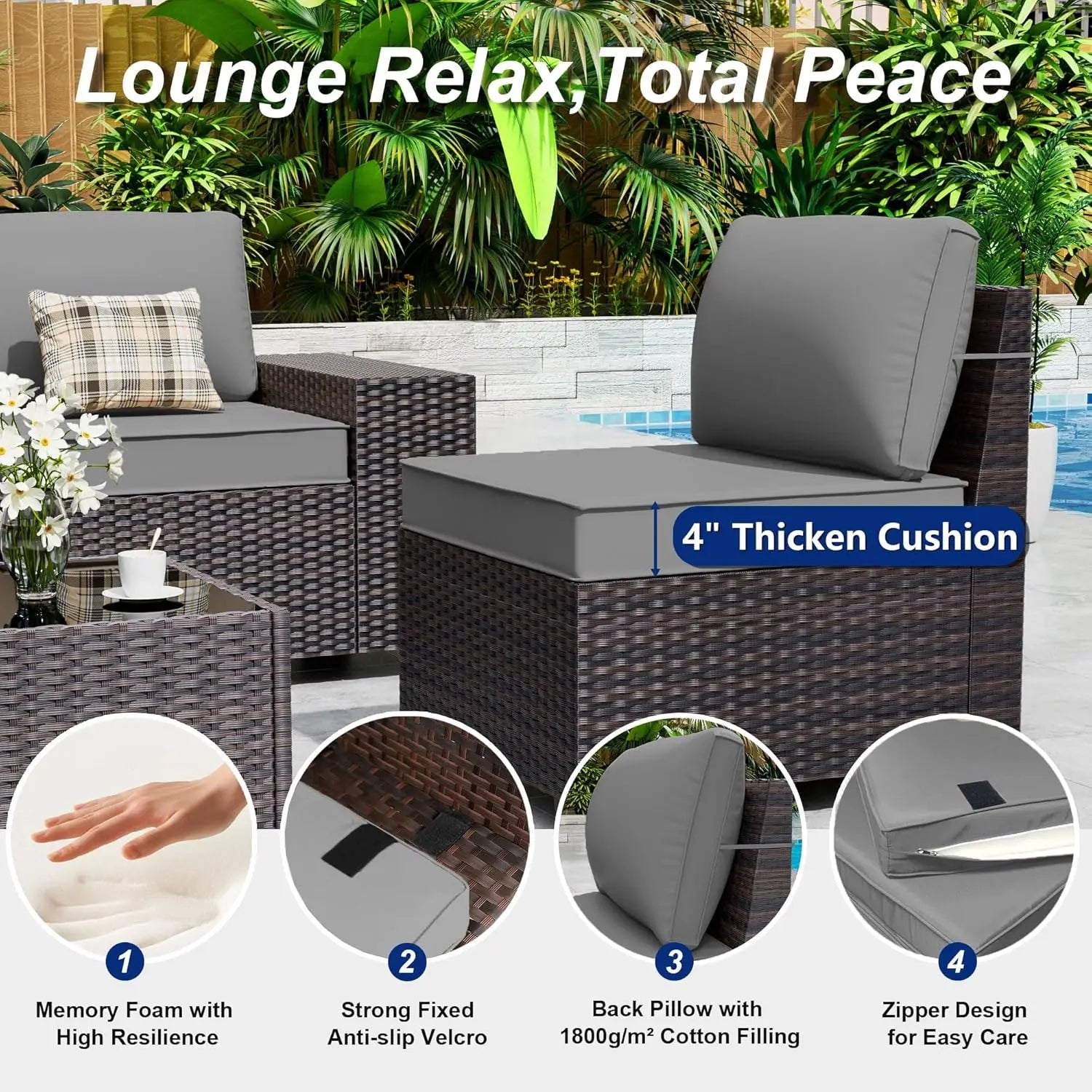 10 Pieces Patio Furniture Set with 2 Swivel Chairs