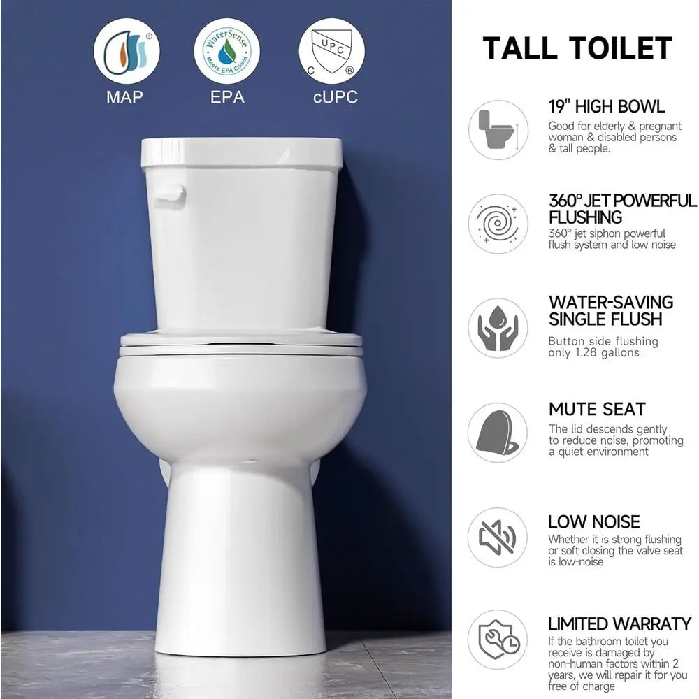 Tall Toilet 20 Inch for Seniors - 1.1/1.6 GPF Dual Flush