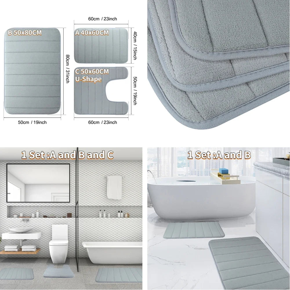 Super Absorbent Bath Mat Memory Foam non slip,