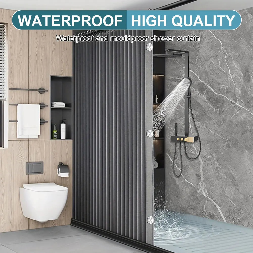 Foldable Magnetic Bath Curtain Waterproof Bathtub Curtain