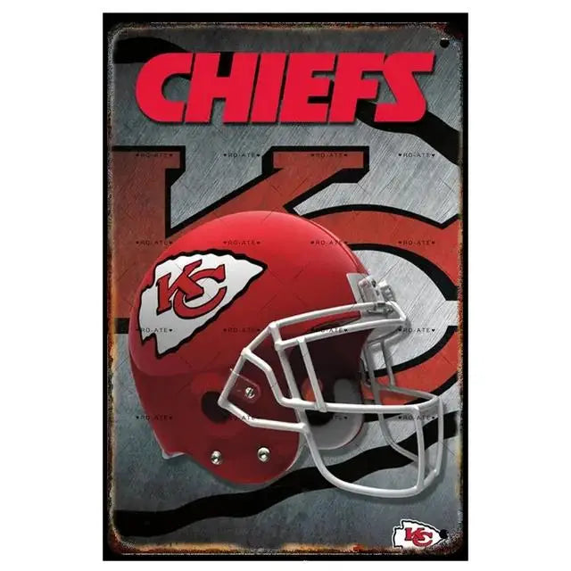 Vintage Football Helmet Metal Tin Sign