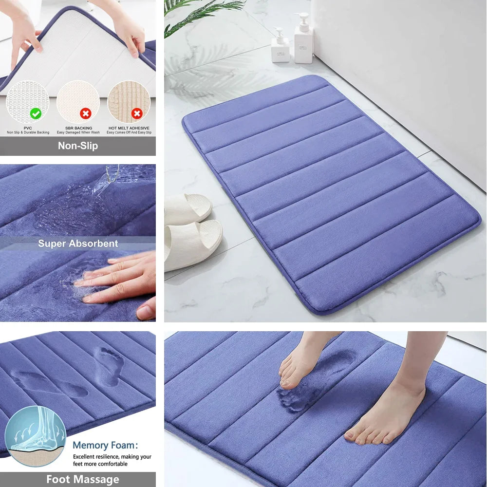 Super Absorbent Bath Mat Memory Foam non slip,