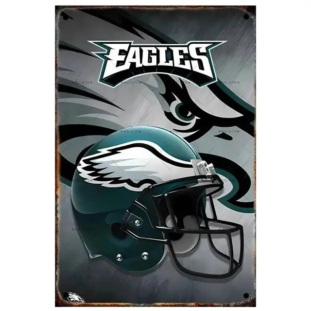 Vintage Football Helmet Metal Tin Sign