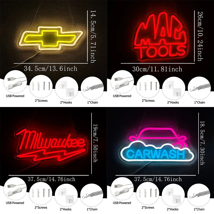 Led Neon Signs, Car Logo Personality Icons,