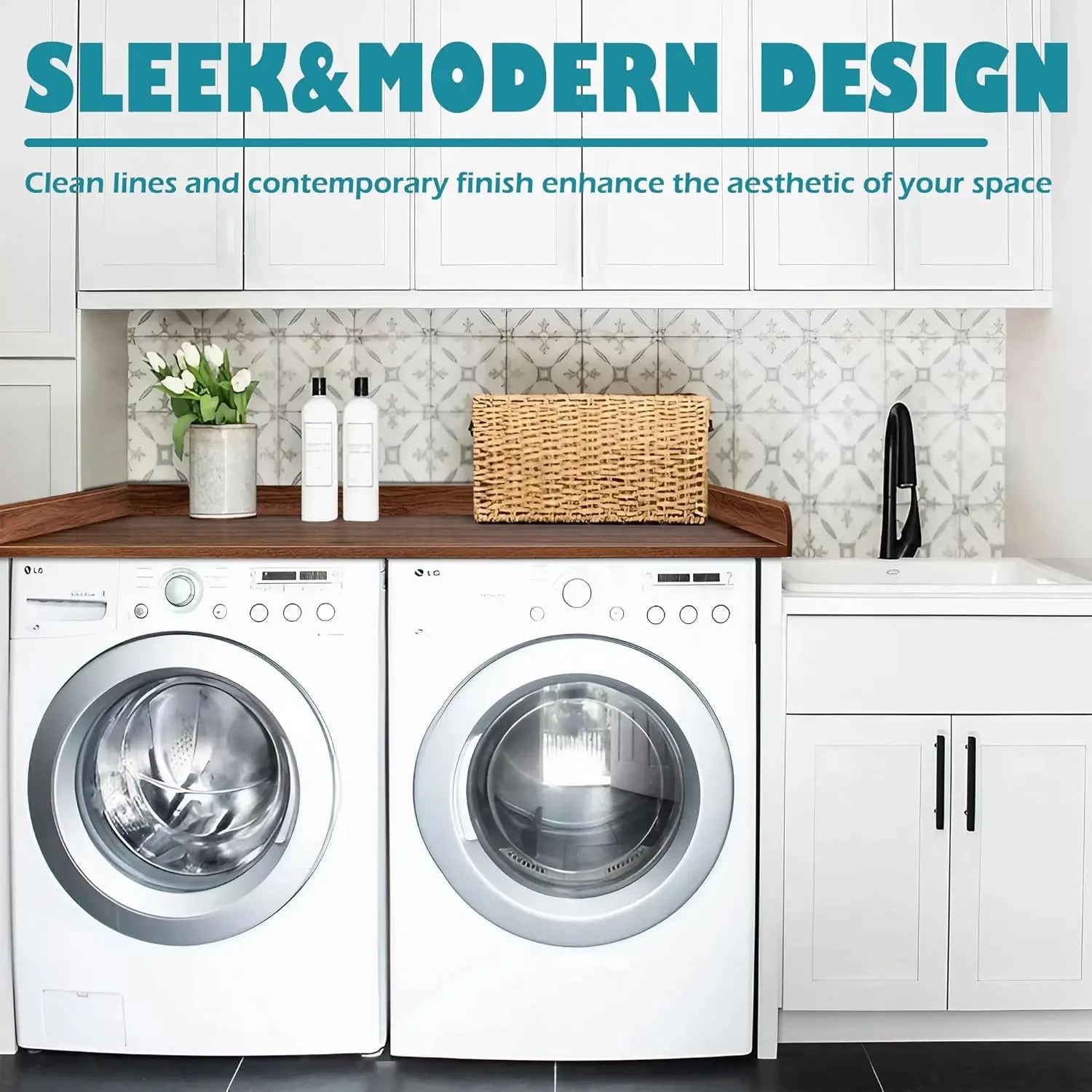 Solid Wood Laundry Countertop for Front-Load Washers and Dryers,