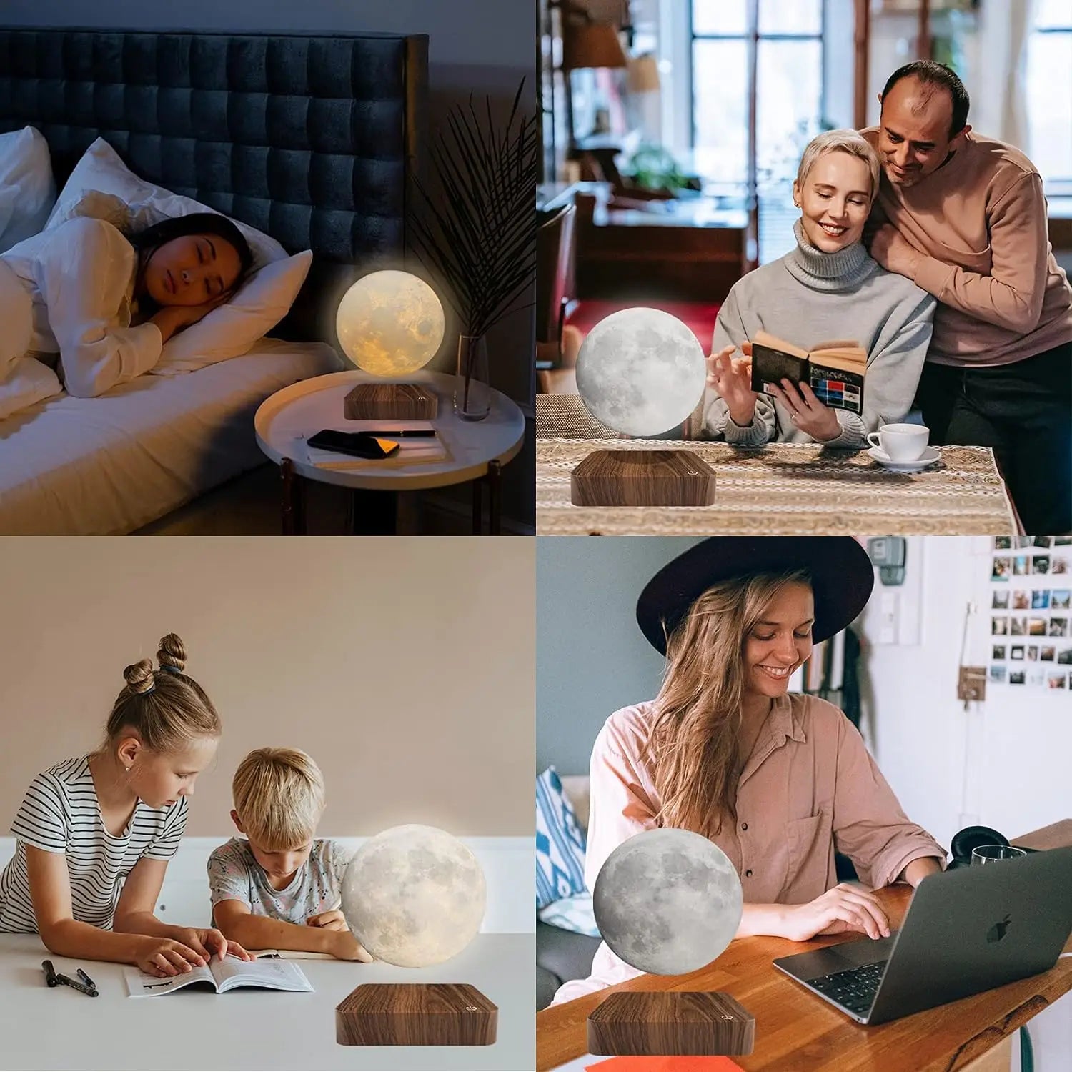 Magnetic Floating Rotating Moon Lamp, 3 Color