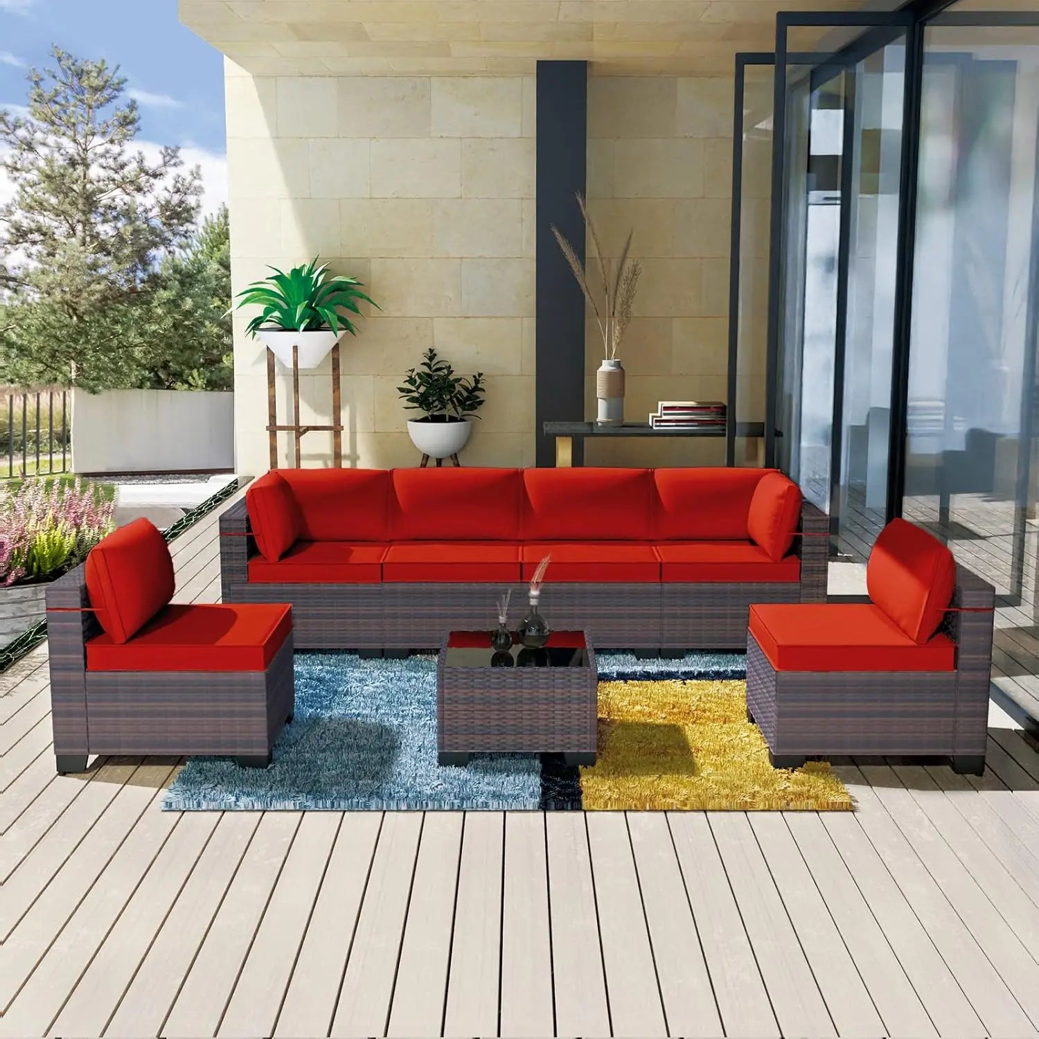 7 Pieces Outdoor Patio Furniture Set,Sectional