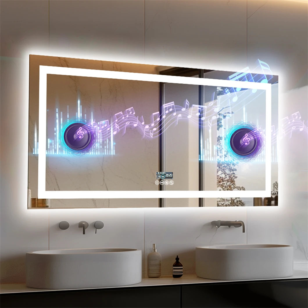 XXL Bathroom  Mirror Wall Mounted with Bluetooth,