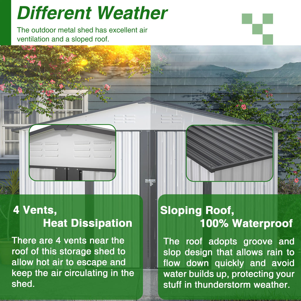 LZBEITEM 10X8 FT Outdoor Storage Shed,