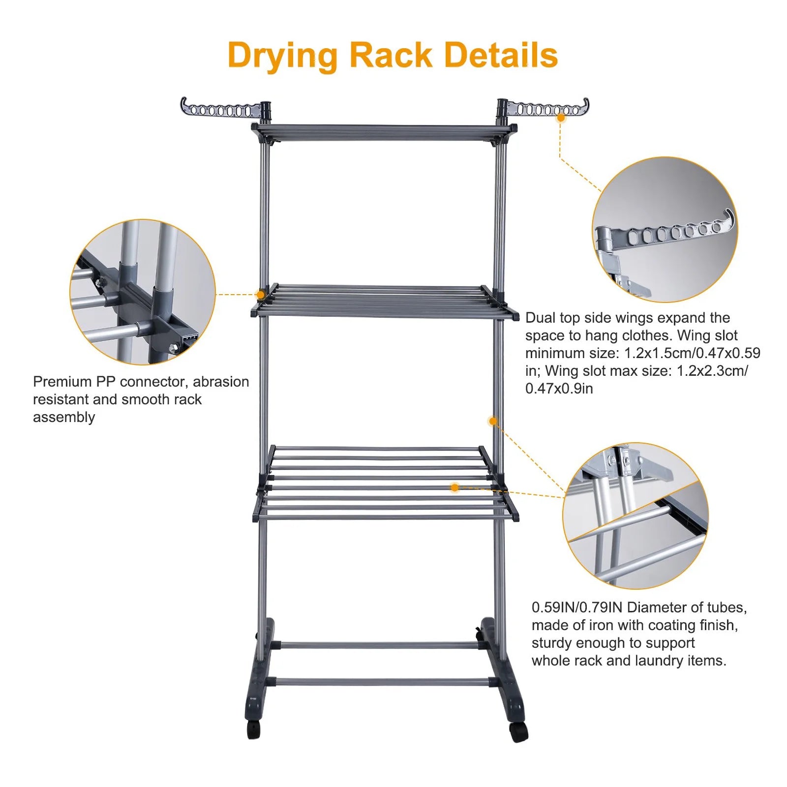 4-Tier Clothes Drying Rack Foldable Wing