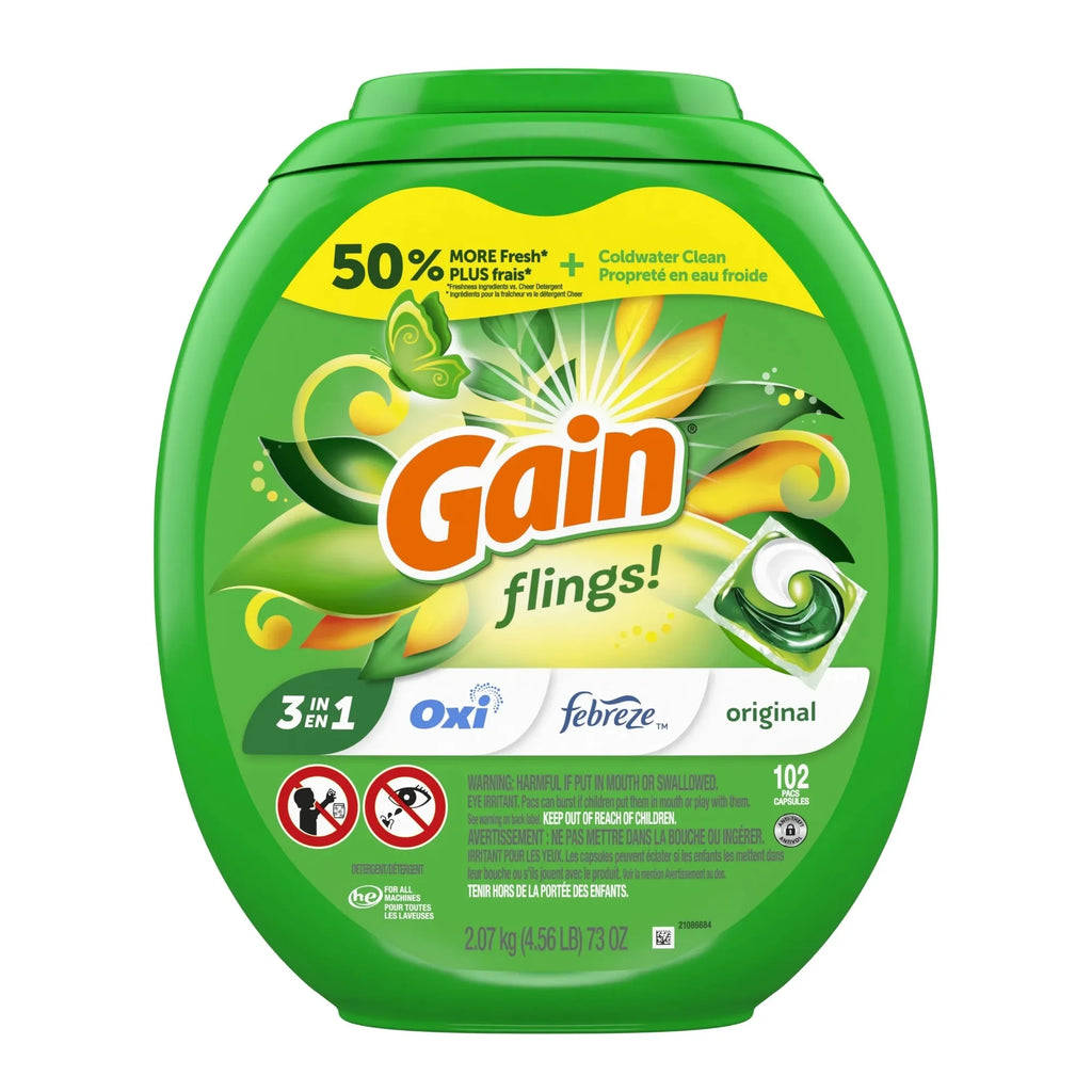 102 Count 3-in-1 Laundry Detergent Pacs,
