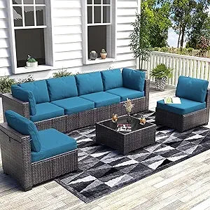 Patio Furniture Set, 7-Piece Outdoor Couches for Patio