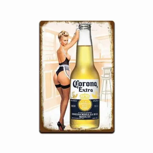 Corona Extra Pin Up Girl Metal Sign,