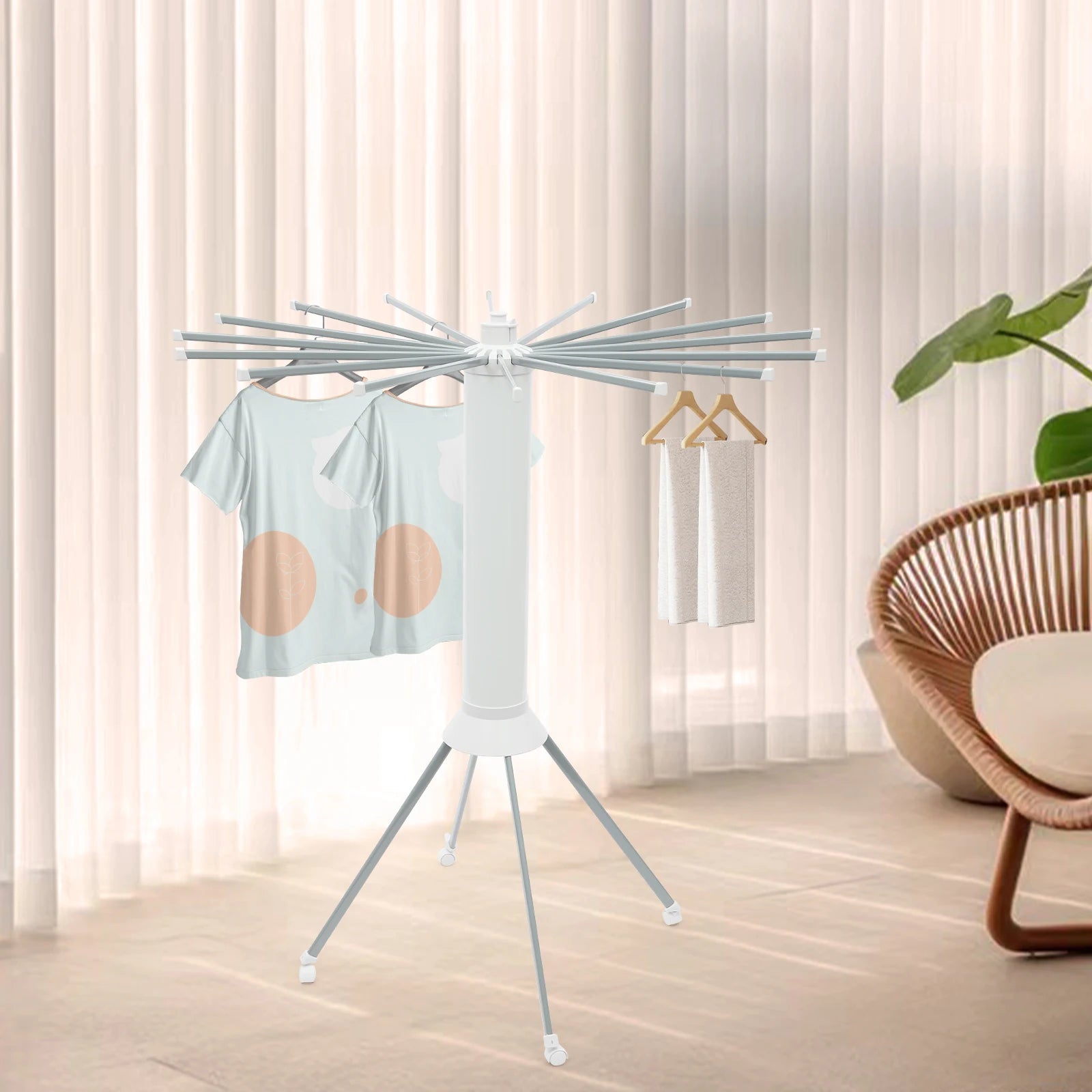 Clothes Drying Rack Anti-Rust Foldable Four-Legged