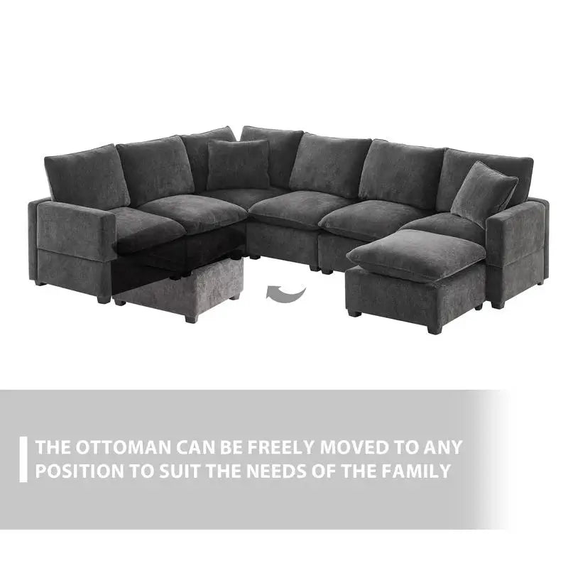 110in 7-Seat Modern U-Shape Modular Sofa Set,