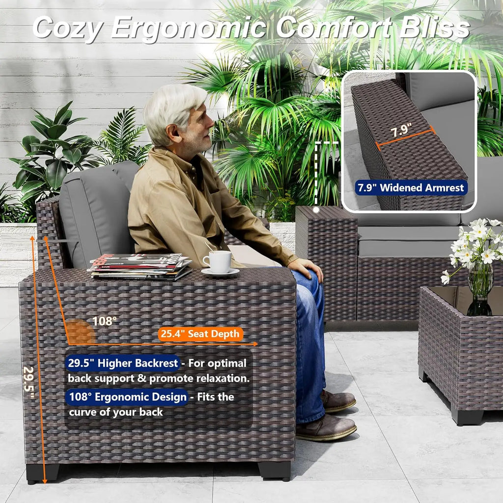 10 Pieces Patio Furniture Set with 2 Swivel Chairs