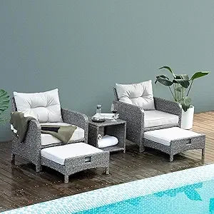 5 Pieces Patio Furniture Set, Rattan Balcony Furniture