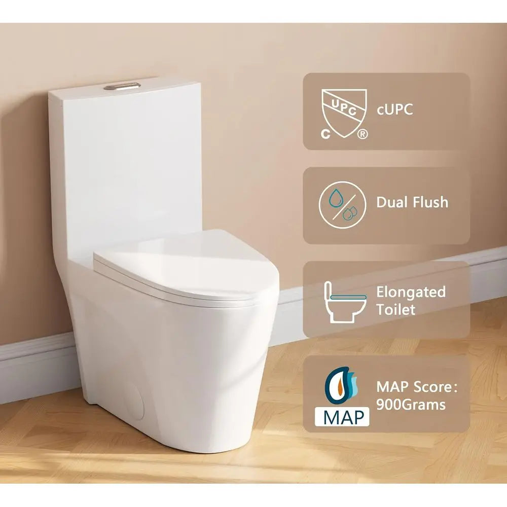One Piece Toilet, Dual Power Flush,