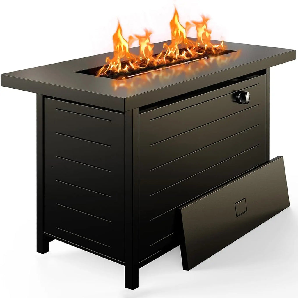 42-Inch Propane Fire Pit Table, 60,000 BTU Steel Gas Outdoor Heater with Lava Rocks for Patio Deck Garden Backyard