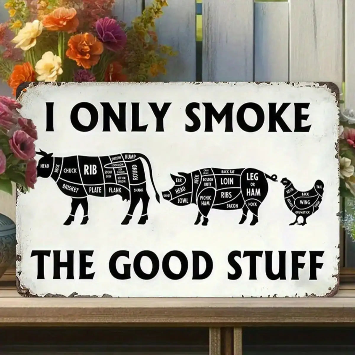 1PC Tin Sign Funny Smoking - BBQ/Bar Decor,