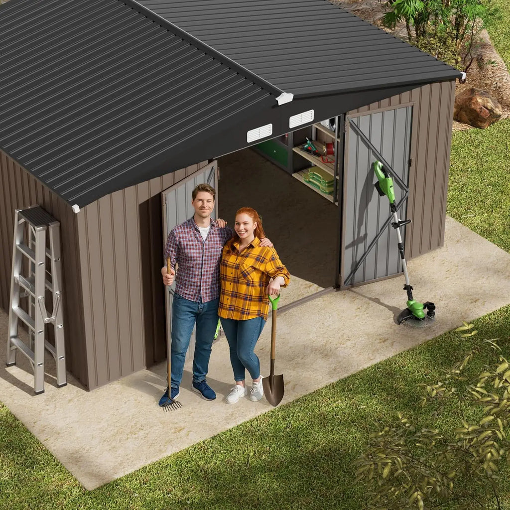 10X12 FT Outdoor Storage Shed, Durable Metal