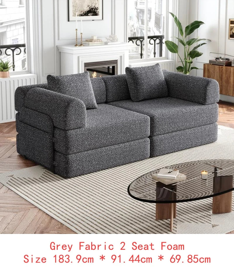 8-Seater Convertible Chenille Sofa Bed
